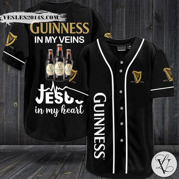 Guinness in my veins Jesus in my heart Baseball Jersey
