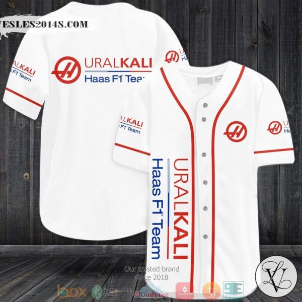 Haas F1 Team Uralkali White Baseball Jersey