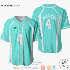 Hajime Iwaizumi Haikyuu Cyan Blue Baseball Jersey Shirt