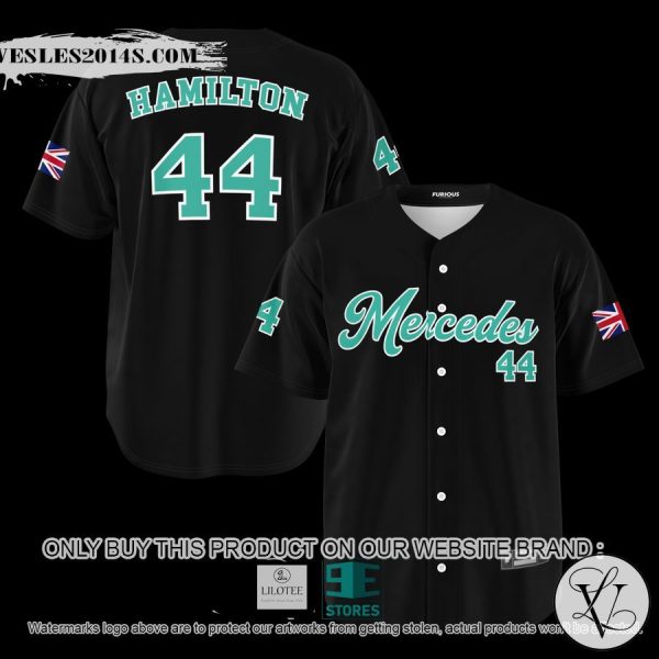 Hamilton Mercedes 44 Black Baseball Jersey