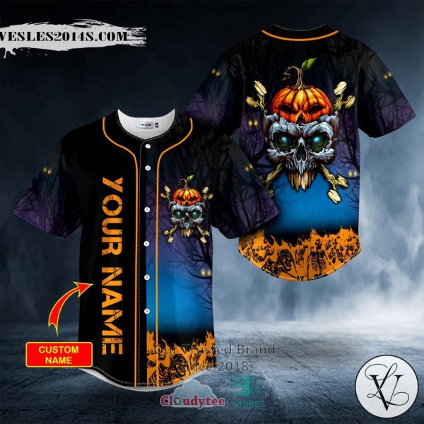 Happy Halloween Head Skull Custom Baseball Jersey