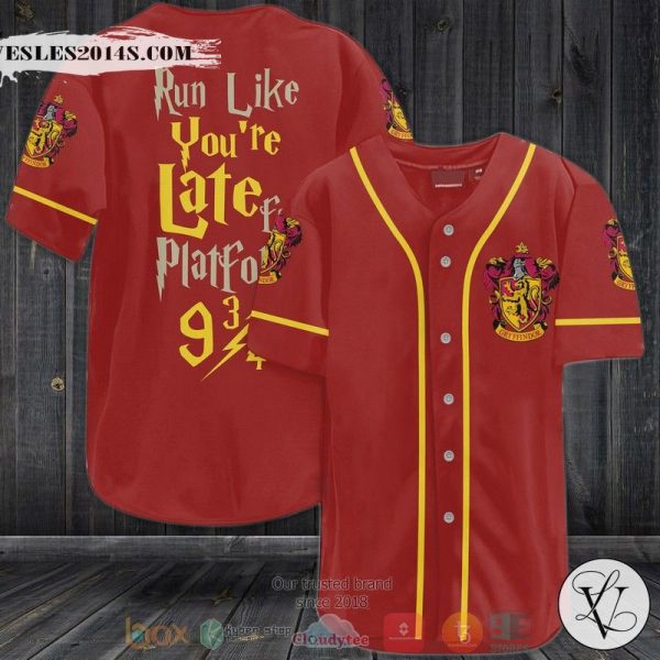 Harry Potter Gryffindor Run Like You’re late for platform 9 34  Baseball Jersey