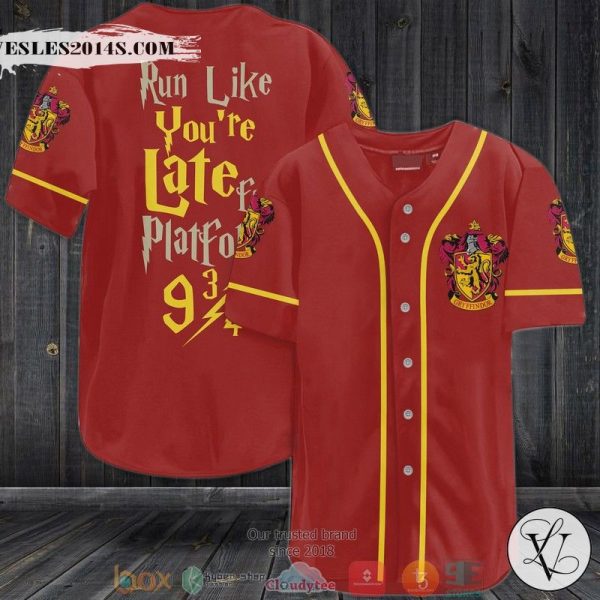 Harry Potter Run Like You’re Late For Platform 9 3-4 Gryffindor Red Baseball Jersey