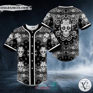 Heart Shaped Eyes Pattern Of Sugar Skull Baseball Jersey