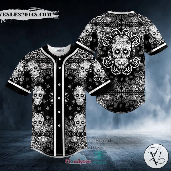 Heart Shaped Eyes Pattern Of Sugar Skull Baseball Jersey