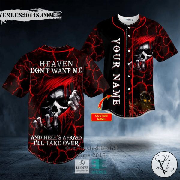 Heaven Don’t Want Me Red Hood Grim Reaper Skull Custom Baseball Jersey