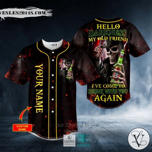Hello Darkness My Old Friend Skull Custom Baseball Jersey