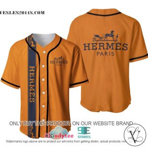 Hermes Paris Orange Baseball Jersey Shirt