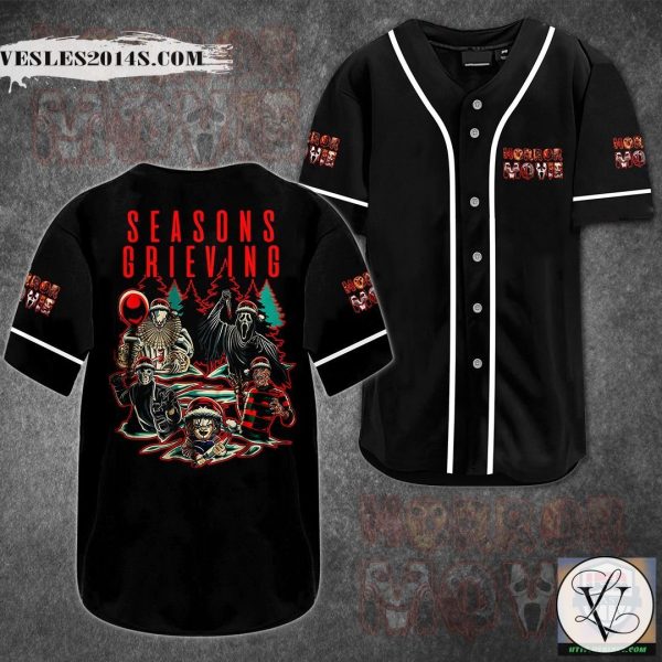 Horror Movie Characters Black Baseball Jersey Shirt