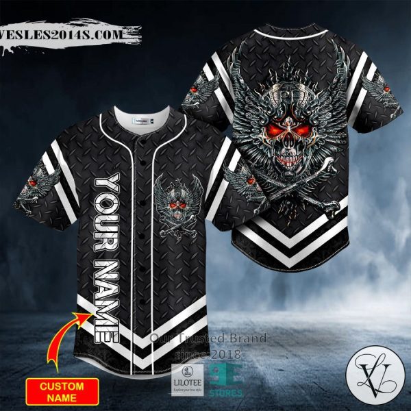 Iron Wings Skull Custom Baseball Jersey