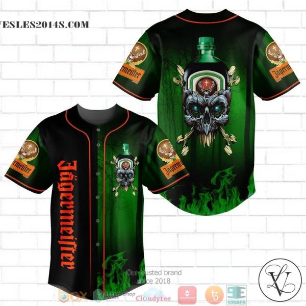 Jagermeister Flame Skull Baseball Jersey
