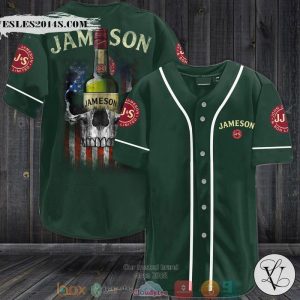 Jameson Irish Whiskey US Flag Skull Baseball Jersey