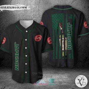 Jameson Irish Whiskey United States Flag black green Baseball Jersey