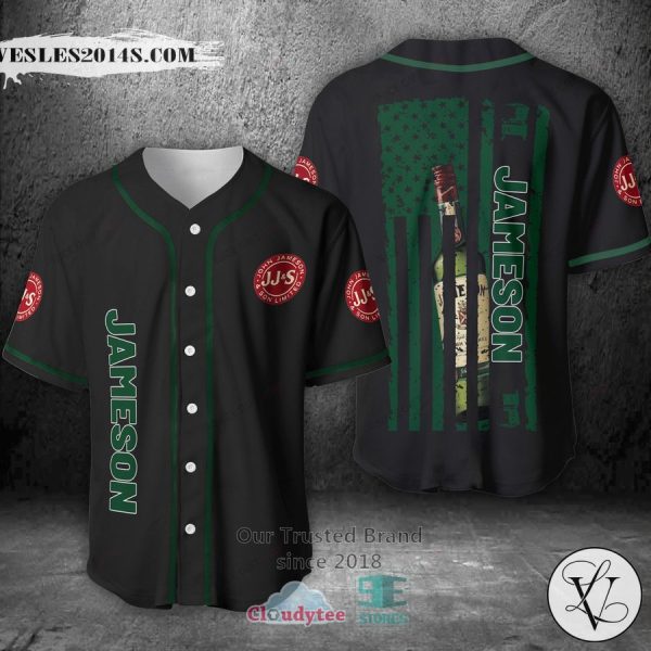 Jameson Irish Whiskey United States Flag black green Baseball Jersey