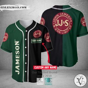 Jameson Irish Whiskey Your Name Black Green Baseball Jersey