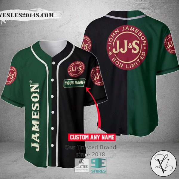 Jameson Irish Whiskey Your Name Black Green Baseball Jersey