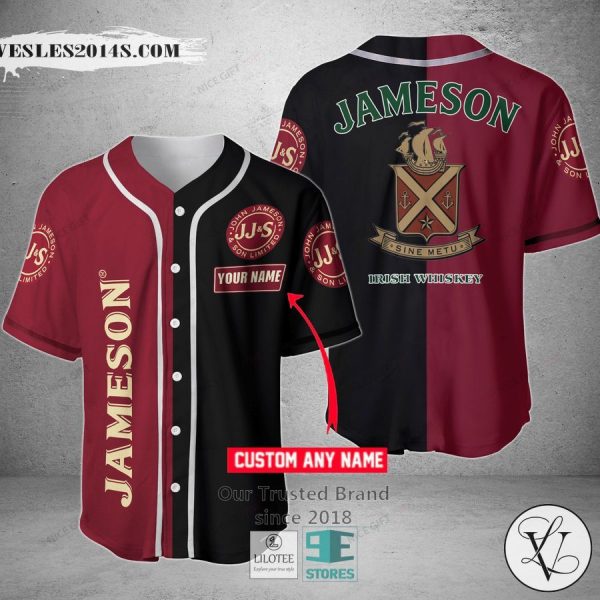 Jameson Irish Whiskey Your Name Black and Red Baseball Jersey