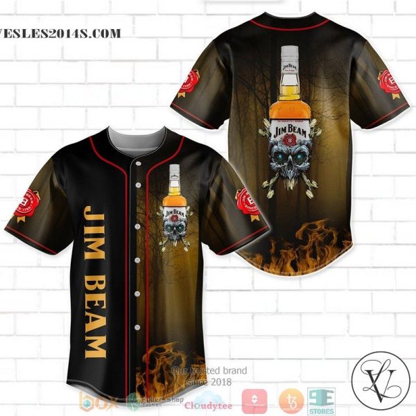 Jim Beam Flame Skull Baseball Jersey