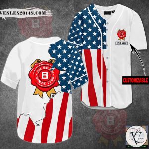 Jim Beam U.S Flag Custom Name Baseball Jersey