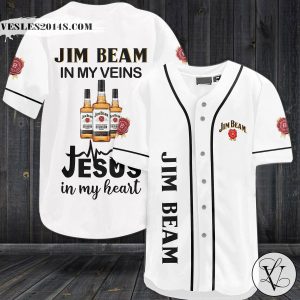 Jim Beam in my veins Jesus in my heart Baseball Jersey