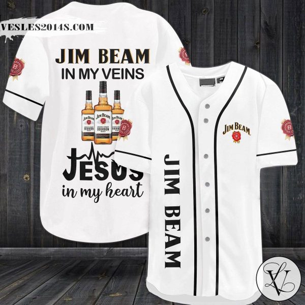 Jim Beam in my veins Jesus in my heart Baseball Jersey