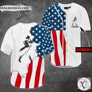 Johnny Walker U.S Flag Custom Name Baseball Jersey
