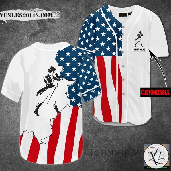 Johnny Walker U.S Flag Custom Name Baseball Jersey