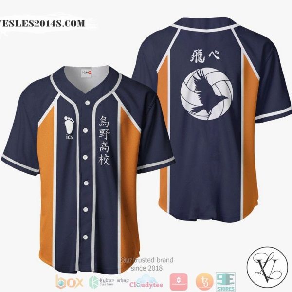 Karasuno Haikyuu navy Orange Baseball Jersey Shirt