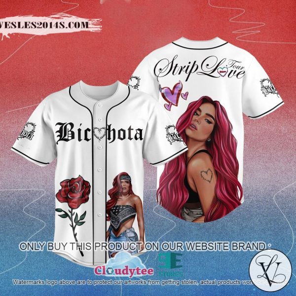 Karol G Strip Love Tour white Baseball Jersey