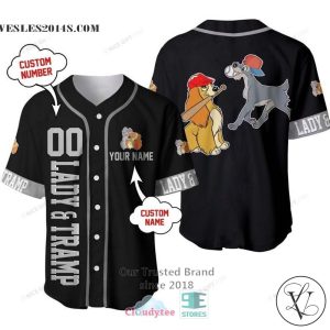 Lady And The Tramp Cartoon Personalized Baseball Jersey Shirt