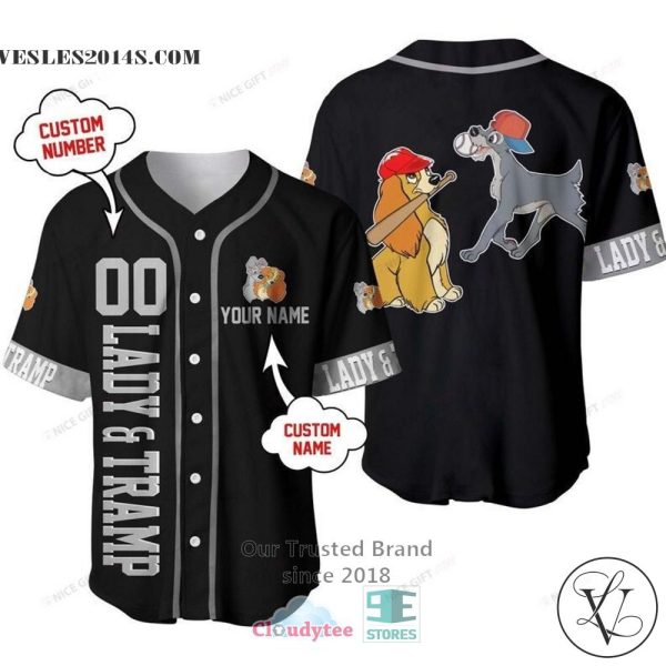 Lady And The Tramp Cartoon Personalized Baseball Jersey Shirt