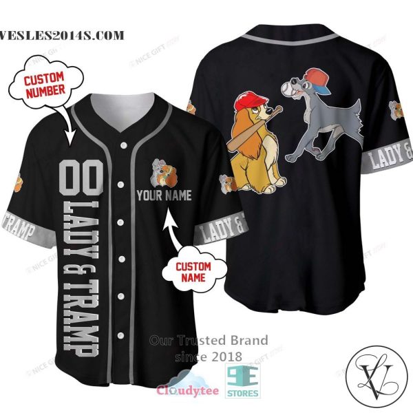 Lady And The Tramp Personalized Black Baseball Jersey Shirt