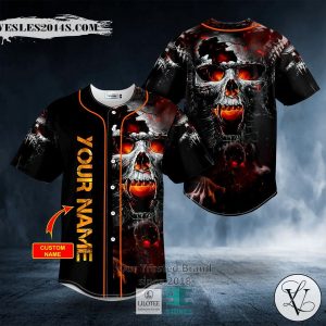 Lava Crack Skull Custom Baseball Jersey