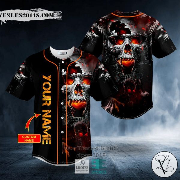 Lava Crack Skull Custom Baseball Jersey