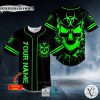 Light Green Biohazard Skull Custom Baseball Jersey