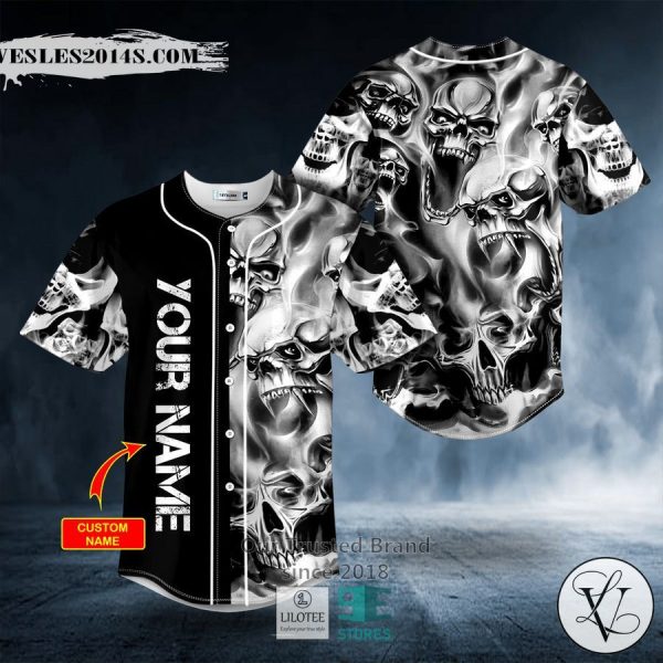 Liquid Smoke Skull Custom Baseball Jersey