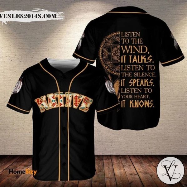Listen To The Wind Dream Catcher Native Baseball Jersey