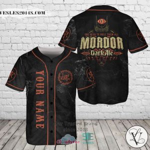 Lord of the Rings Mordor Dark Ale Custom Name Baseball Jersey