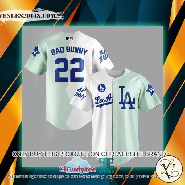 Los Angeles Dodgers Bad Bunny white green Baseball Jersey