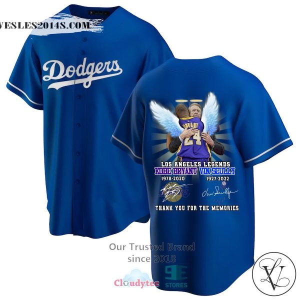 Los Angeles Dodgers Kobe Bryant Vin Scully Baseball Jersey