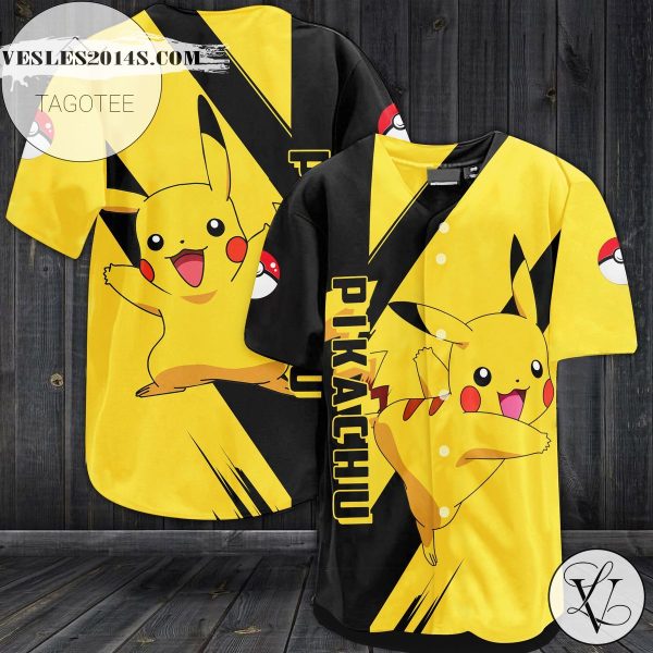 Lovely Pikachu All Over Print 3D Baseball Jersey – Yellow