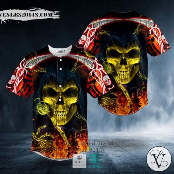 Lucifer Satan Grim Reaper Skull Baseball Jersey