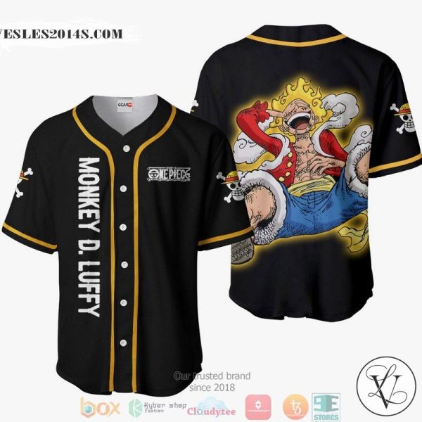 Luffy Gear 5 One Piece Black Baseball Jersey Shirt