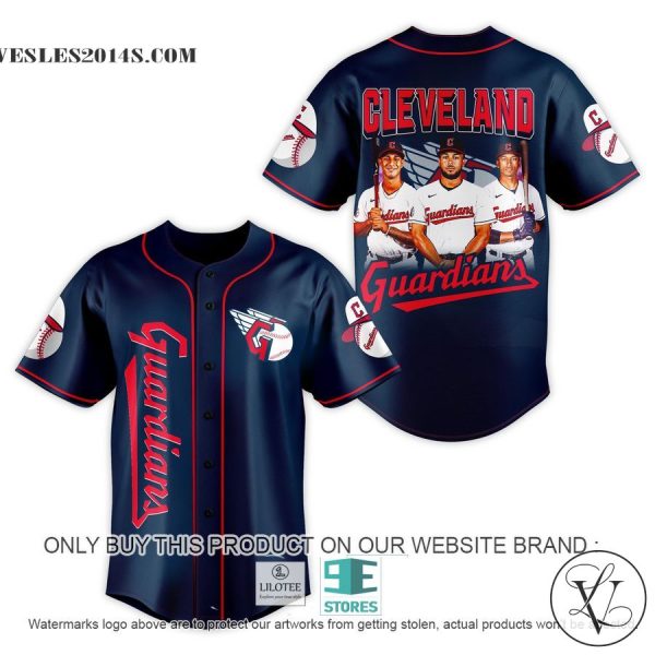 MLB Cleveland Guardians Football Players Navy Baseball Jersey