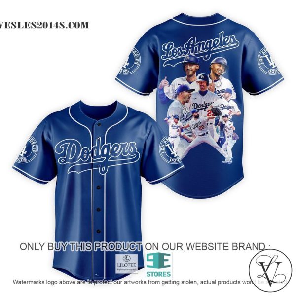 MLB Los Angeles Dodgers Team Football Players Blue Baseball Jersey