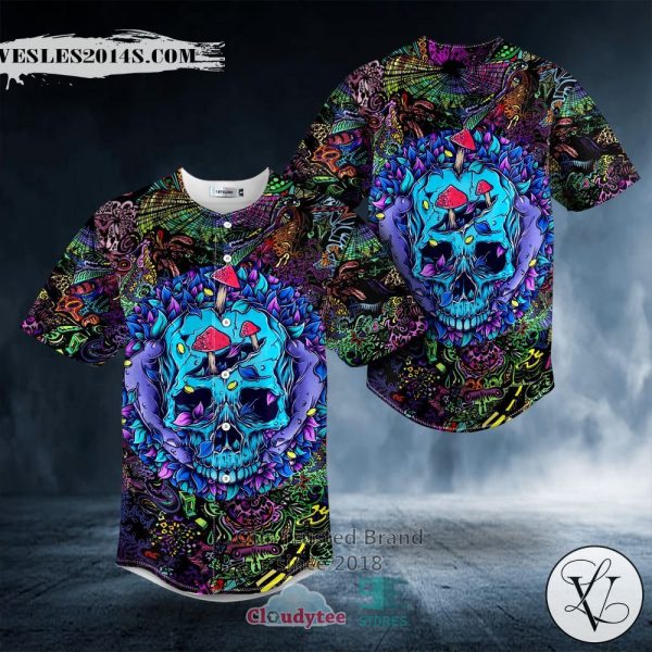 Magic Mushroom Mother Nature Skull Baseball Jersey