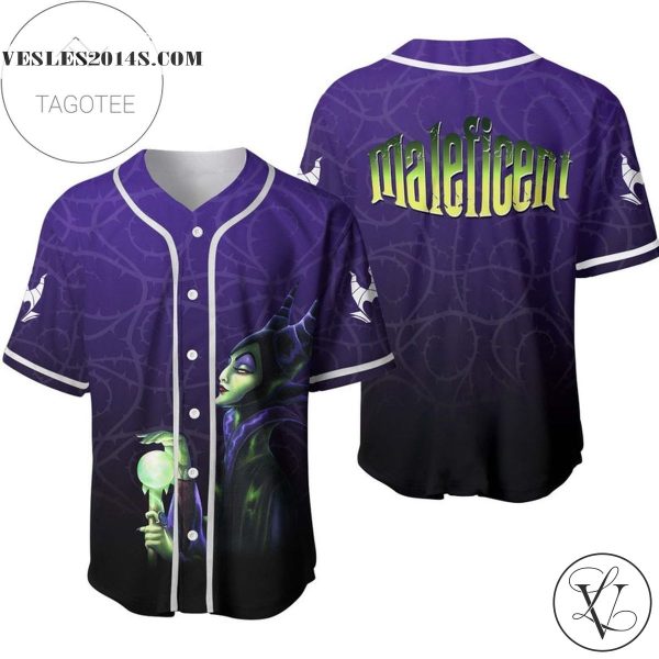 Maleficent All Over Print Baseball Jersey – Ombre Purple Black
