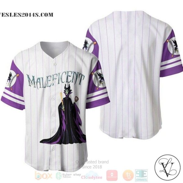Maleficent All Over Print Pinstripe White Baseball jersey