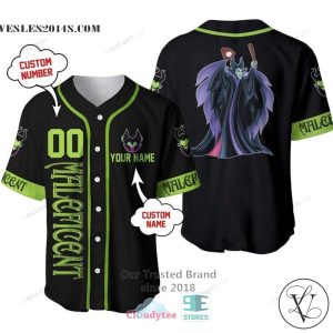 Maleficent Cartoon Personalized Pattern Baseball Jersey Shirt