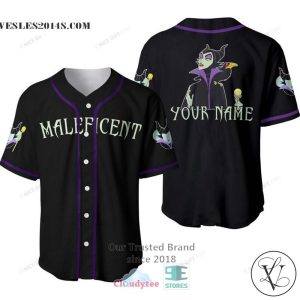 Maleficent Custom Name Black Baseball Jersey Shirt